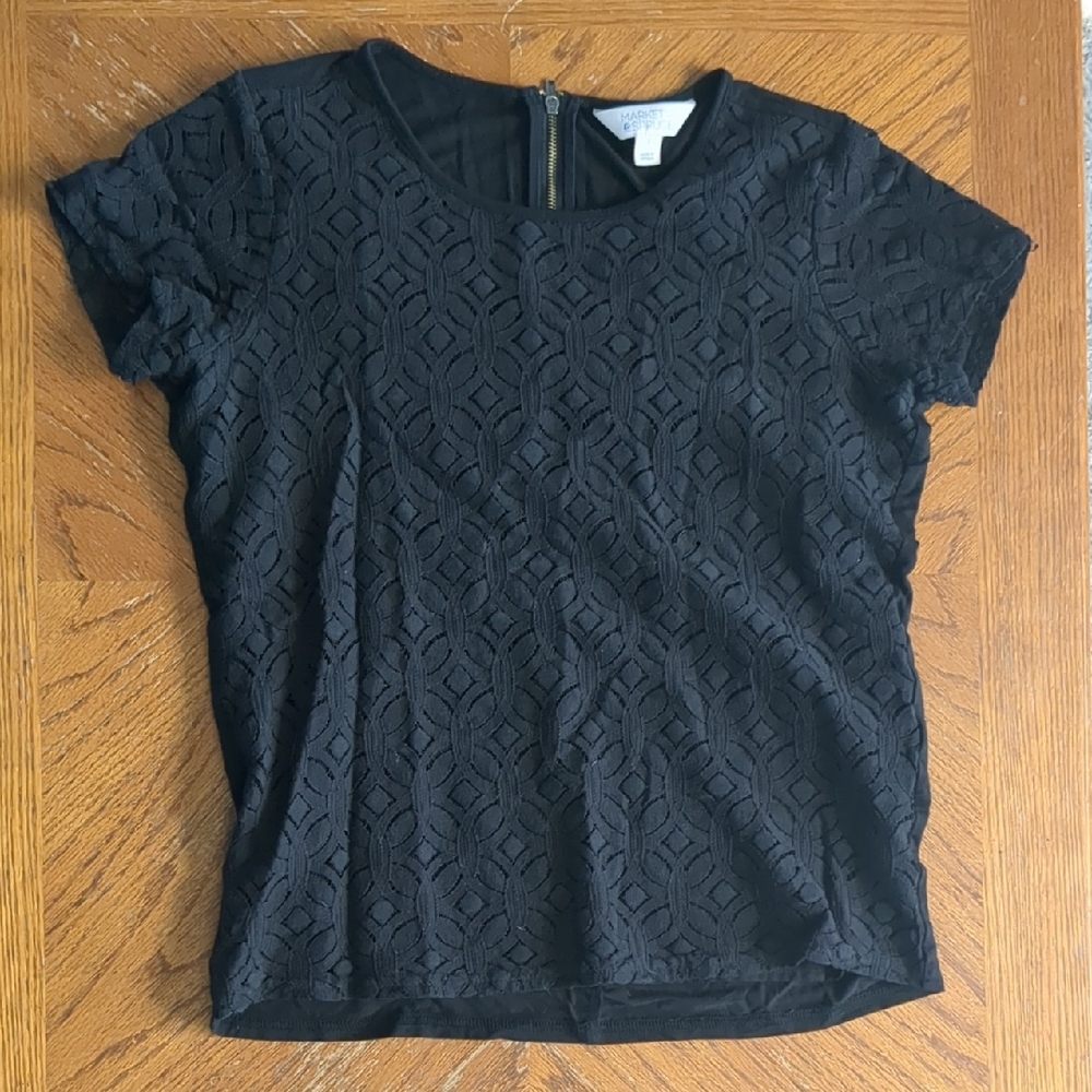 Market & Spruce Black Textured Blouse